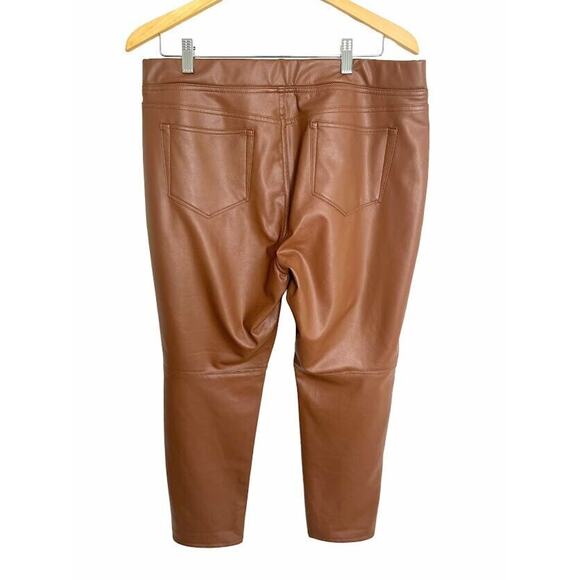 J Jill Vegan Faux Leather Leggings Pull On Pants Brown Size Large Petite LP - Picture 4 of 6